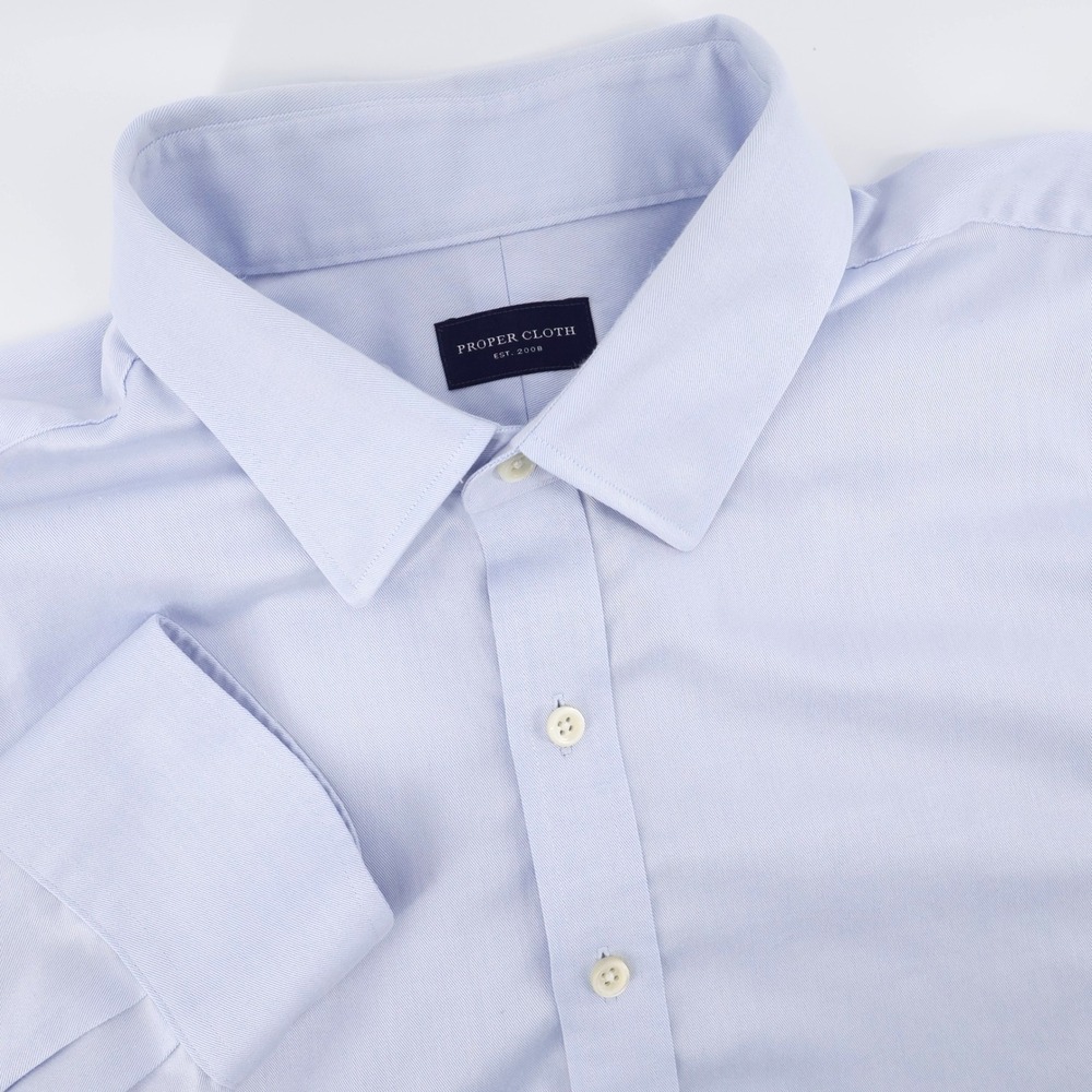 Proper Cloth Twill Dress Shirt Light Blue Long Sleeve Mens Fits XL